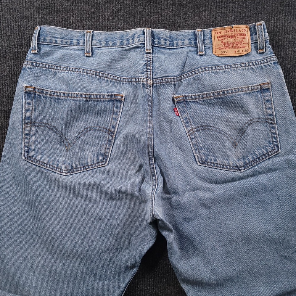 Levi's 505 Regular Fit Jeans Men's‎ 40x30 Blue Straight Leg Denim - Picture 12 of 15